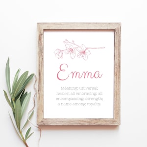 Emma Baby Name Bedeutung Baby Namen Kindergarten Zeichen Mädchen Namen Printables Instant Digital Downloads