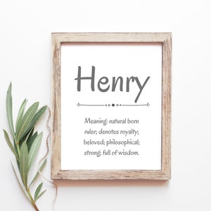 Henry Baby Name Meaning Baby Names Nursery Sign Boy Names Printables Instant Digital Downloads
