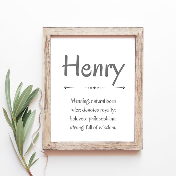 Henry Baby Name Meaning Baby Names Nursery Sign Boy Names Printables Instant Digital Downloads