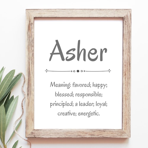 Asher Baby Name Meaning Baby Names Nursery Sign Boy Names Etsy