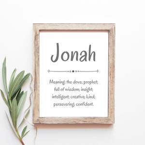 Jonah Baby Name Meaning Baby Names Nursery Sign Boy Names Printables Instant Digital Downloads