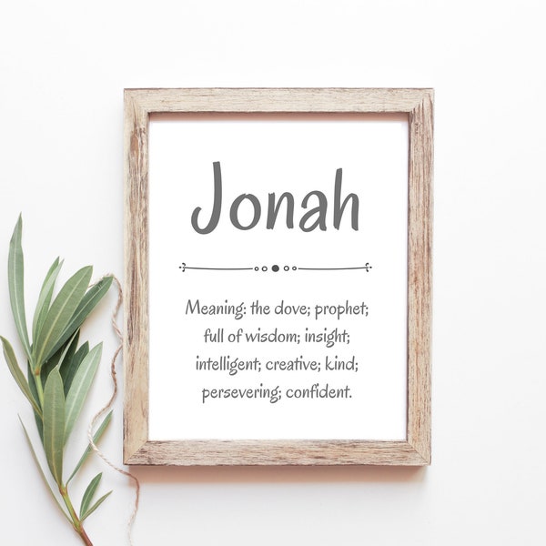 Jonah Baby Name Bedeutung Baby Namen Kinderzimmer Schild Junge Namen Printables Instant Digital Downloads