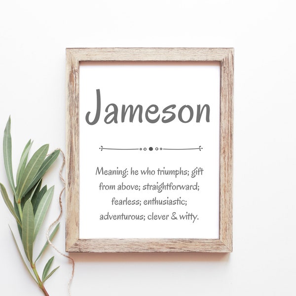 Jameson Baby Name Meaning Baby Names Nursery Sign Boy Names Printables Instant Digital Downloads