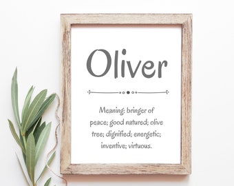 Oliver Baby Name Meaning Baby Names Nursery Sign Boy Names Printables Instant Digital Downloads