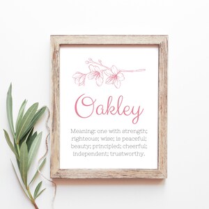 Oakley Baby Name Meaning Baby Names Nursery Sign Girl Names Printables Instant Digital Downloads