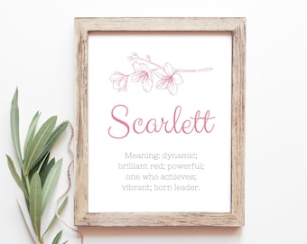 Scarlett Name Meaning Printable Name Art Modern Nursery