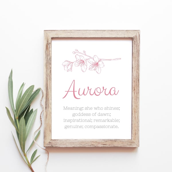 Aurora Baby Name Meaning Baby Names Nursery Sign Girl Names Printables Instant Digital Downloads