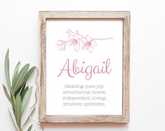 Abigail Baby Name Meaning Baby Names Nursery Sign Girl Names Printables Instant Digital Downloads