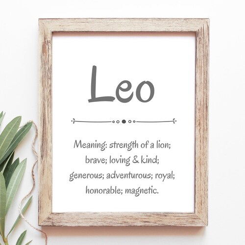 Leo Baby Name Meaning Baby Names Nursery Sign Boy Names Etsy
