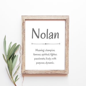 Nolan nombre del bebé que significa bebé nombra vivero signo niño nombres imprimibles descargas digitales instantáneas