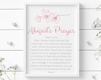 Abigail's Prayer Custom from Name Meaning - Baby Names -  Nursery Sign - Girl Names - Christian - Printables - Instant Digital Downloads