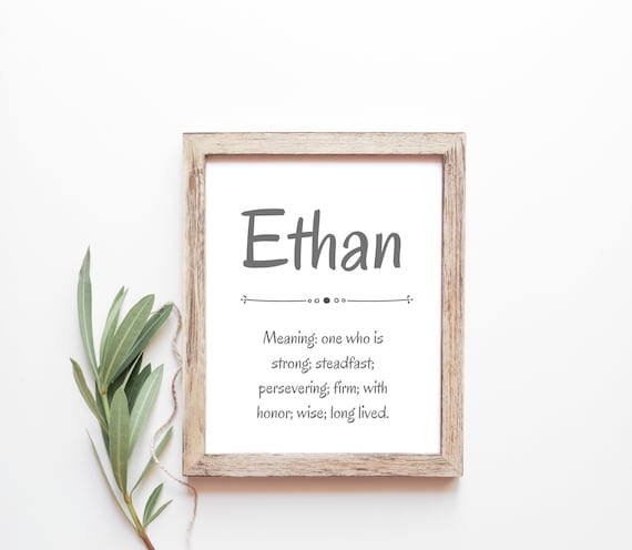 Ethan Baby Name Meaning Baby Names Nursery Sign Boy Names Printables Instant Digital Downloads