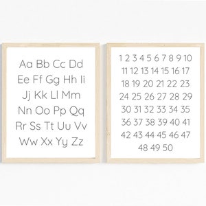 Carteles de aprendizaje - Minimalista - Educación en el hogar - Preescolar - Alfabeto - Números imprimibles Descargas digitales instantáneas