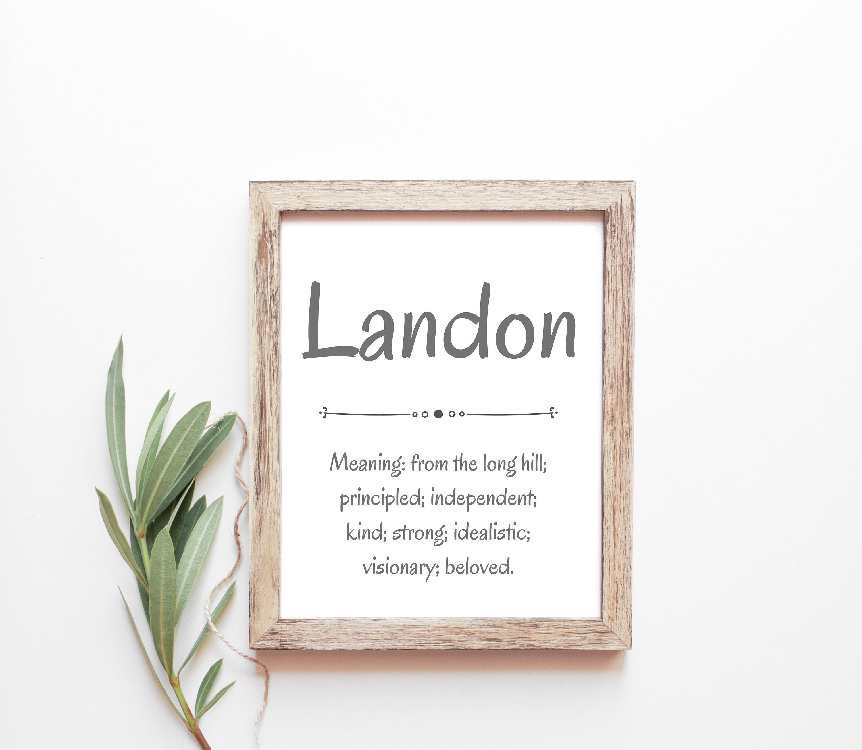 Landon Baby Name Meaning Baby Names Nursery Sign Boy Names Printables  Instant Digital Downloads