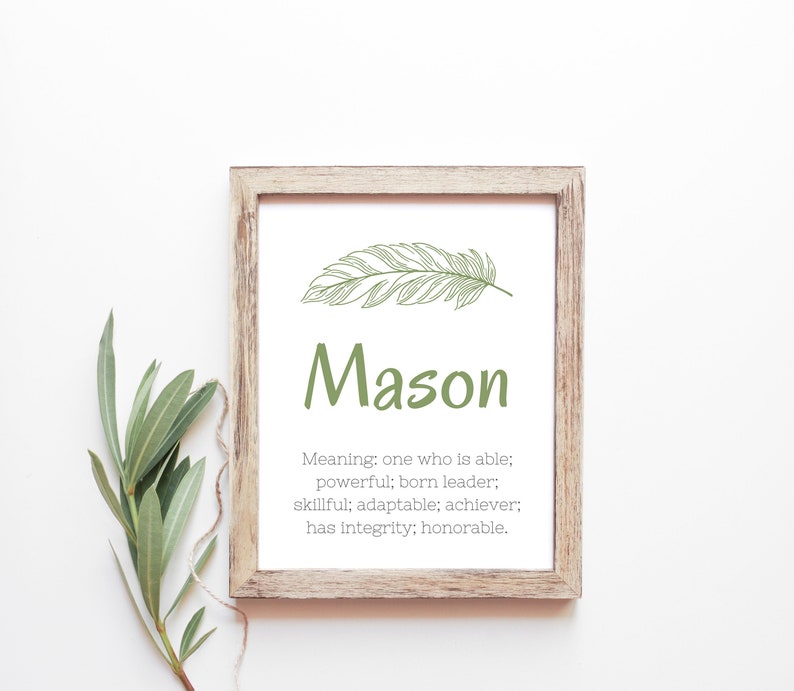 Mason Baby Name Meaning Baby Names Green Nursery Sign Boy Etsy