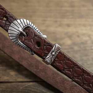 Hat Band Leather Tooled Snake Mahogany S-M L-XL