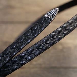 Hat Band Leather Tooled Snake Ebony S-M L-XL