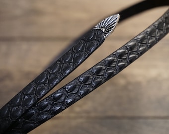 Hat Band Leather Tooled Snake Ebony S-M L-XL