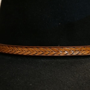 Hat Band Leather Tooled Braided Ribbon English Bridle S-M L-XL