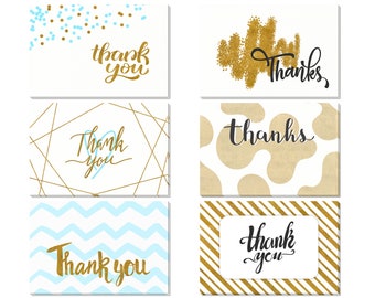 Bulk Thank You Cards -  24 or 48 Cards, Envelopes and Stickers, 4 x 6 Inches