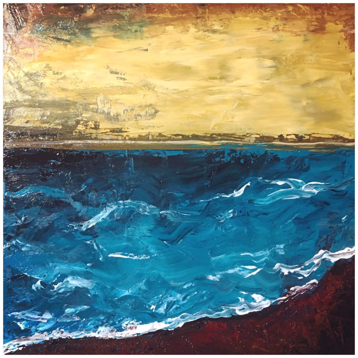 Abstract Art Beach Painting Sunset on Beach Landscape Etsy