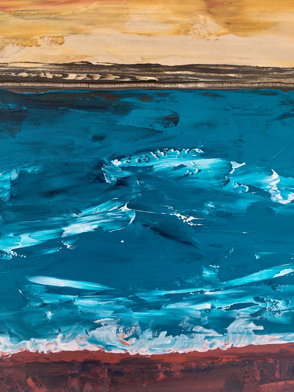 Abstract Art Beach Painting Sunset on Beach Landscape Etsy