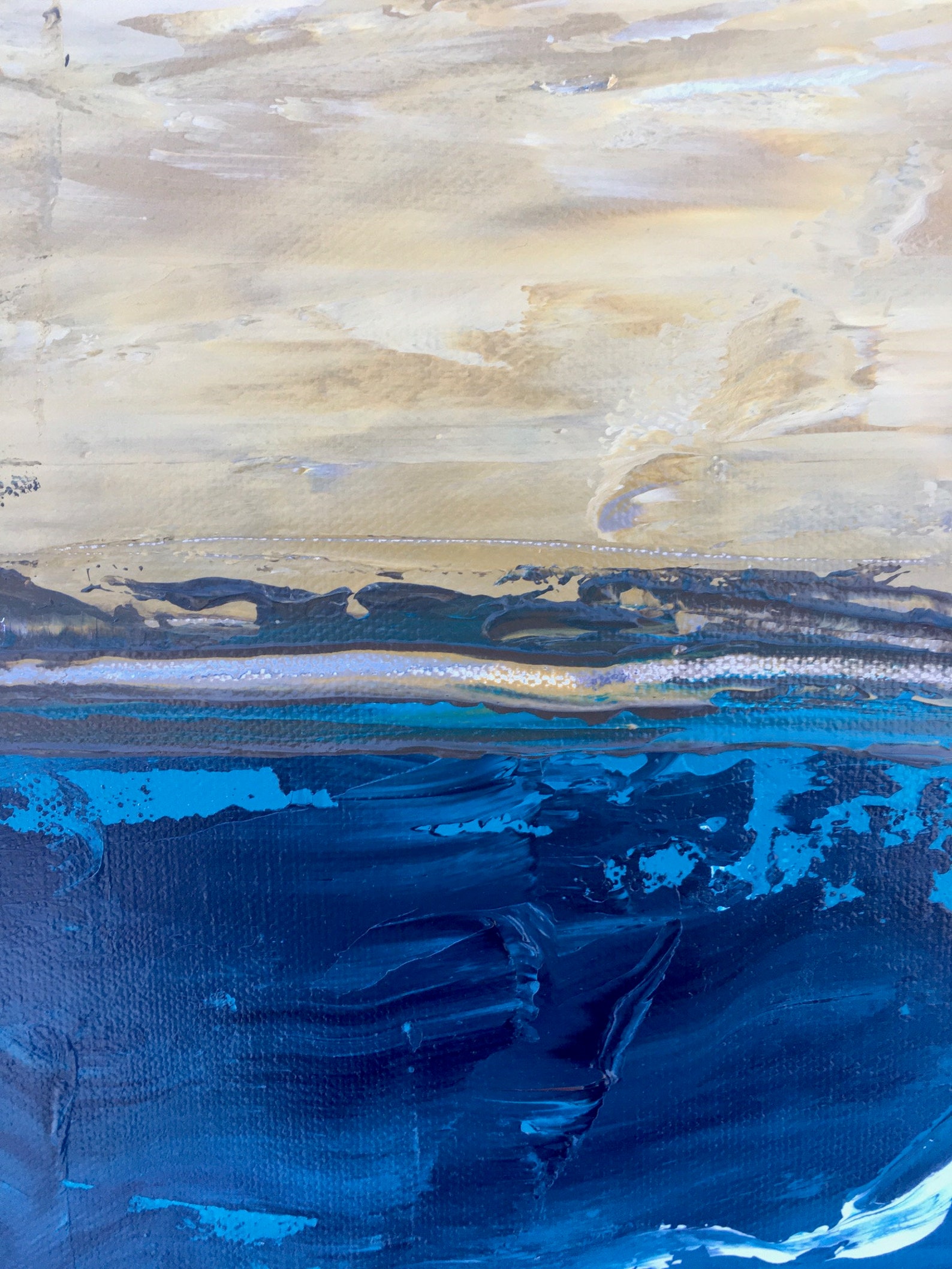 Abstract Art Beach Painting Sunset on Beach Landscape Etsy