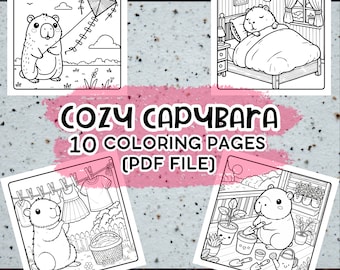 Cozy Capybara Coloring Pages: Hygge Art for Adults & Kids (Digital Download)