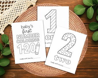 Libro para colorear "Los primeros 123" del bebé: Libro de visitas para baby shower (Descarga PDF)