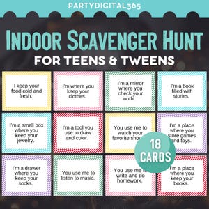 Caccia al tesoro al chiuso per adolescenti e preadolescenti / Divertente gioco di caccia al tesoro al chiuso per adolescenti / Caccia al tesoro per adolescenti e preadolescenti / Indizi per la caccia al tesoro al chiuso