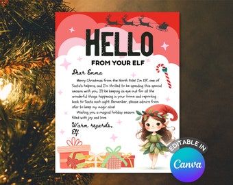 Christmas Elf Letter Template, Editable Hello Elf Letter, Printable Elf Arrival, New Elf Letter, Introducing Elf Letter, Hello From Your Elf