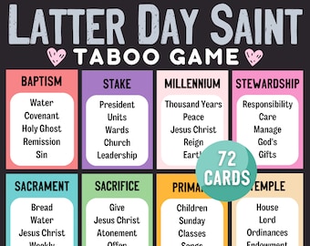 Latter Day Saint Taboo Game | LDS Taboo Games Printable | LDS Family Games Activity | Book of Mormon Game | LDS Primary Game | Taboo Games