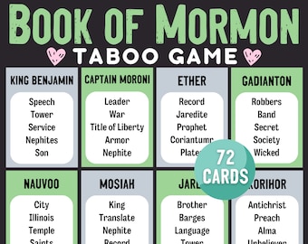 Book of Mormon Taboo Games | Printable LDS Taboo Games | Mormon Games | LDS Family Games Printable | LDS Games | Youth Games Activities