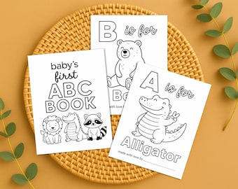 Baby's First ABC Coloring Book: Baby Shower Guest Book (PDF Download)