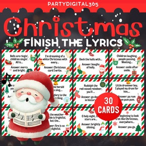 Christmas Song Finish The Lyrics Game Adult | Christmas Song Trivia Family Friendly Game | Christmas Carol Trivia Teen Adult Party Games