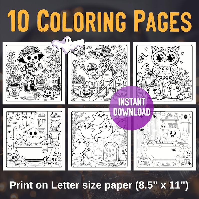 Cute Spooky Cozy Coloring Pages | Comfy Hygge Coloring Pages | Comfy ...