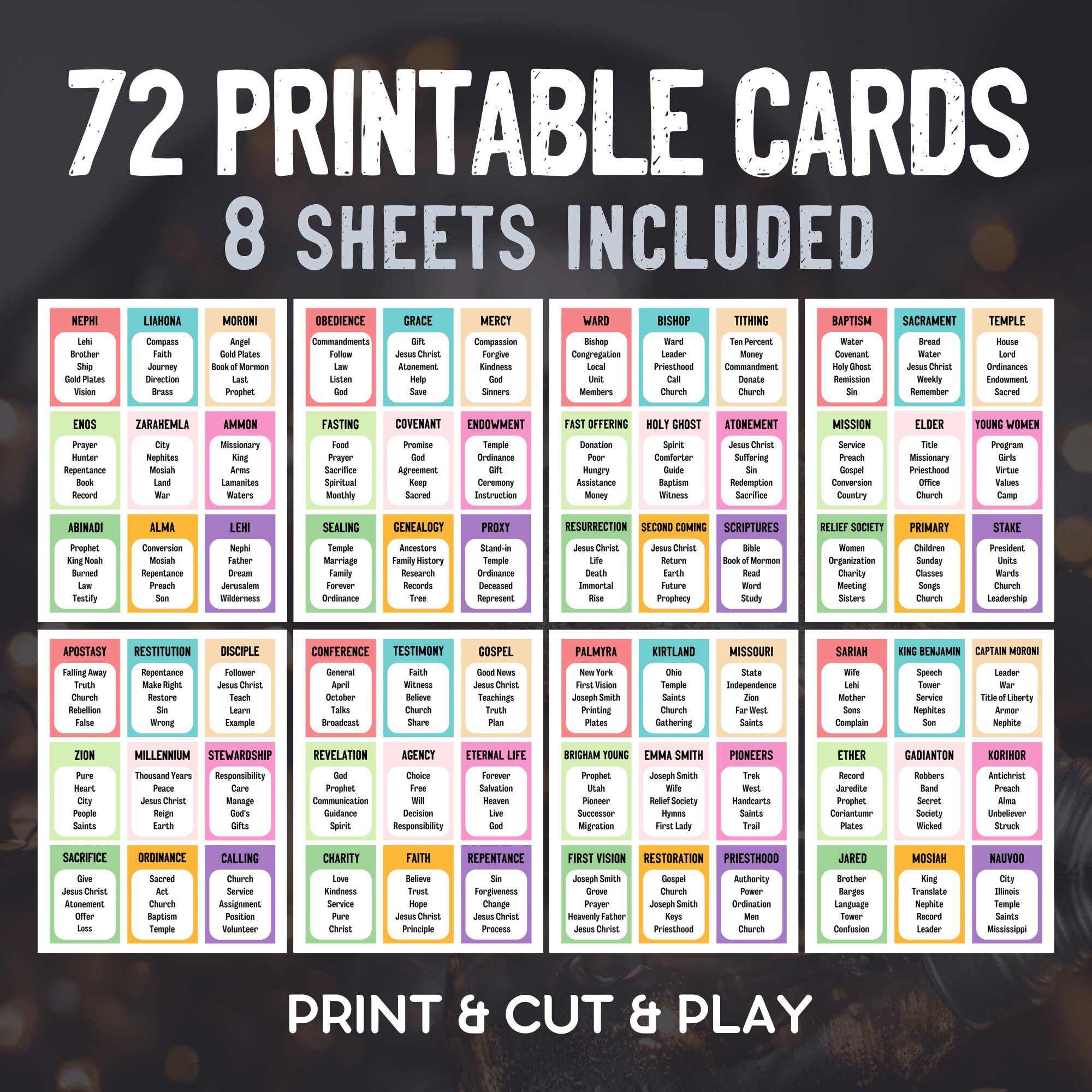 Latter Day Saint Taboo Game | LDS Taboo Games Printable | LDS Family ...