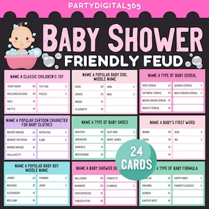 Baby Shower Family Friendly Feud game | Funny Baby Shower Family Feud Game | Baby Shower Family Feud | Printable Baby Shower Party Games