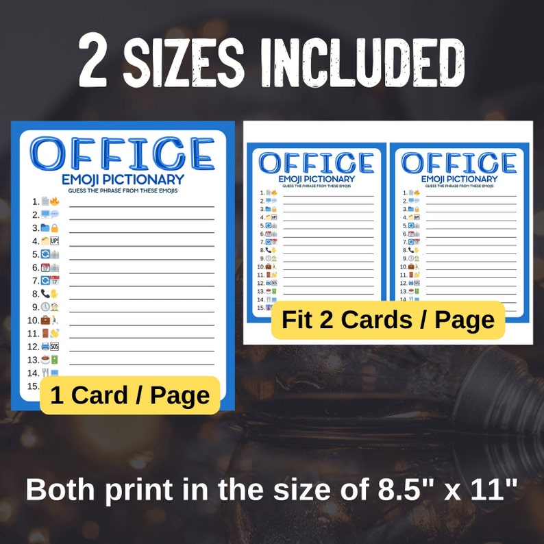 Office Emoji Pictionary Party Game Printable Team Building Game Fun
