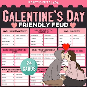 Galentines Day Friendly Feud Game | Valentines Family Friendly Feud Game | Galentines Party Game | Valentines Day Trivia Feud Game