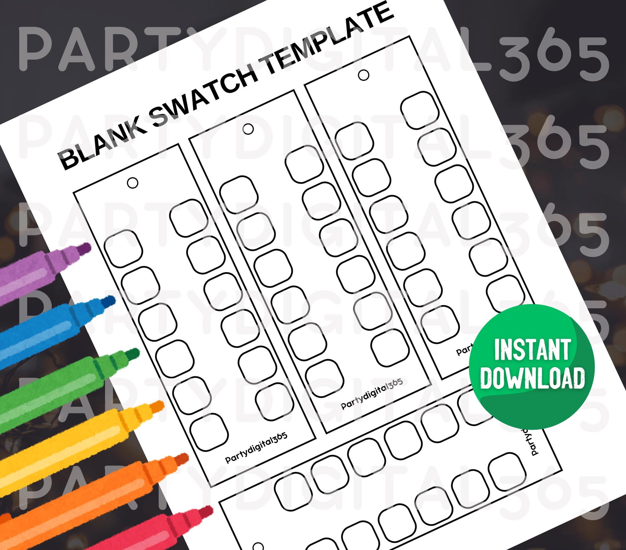 Digital Pdf Printable Marker Swatch Template Blank Color Palette