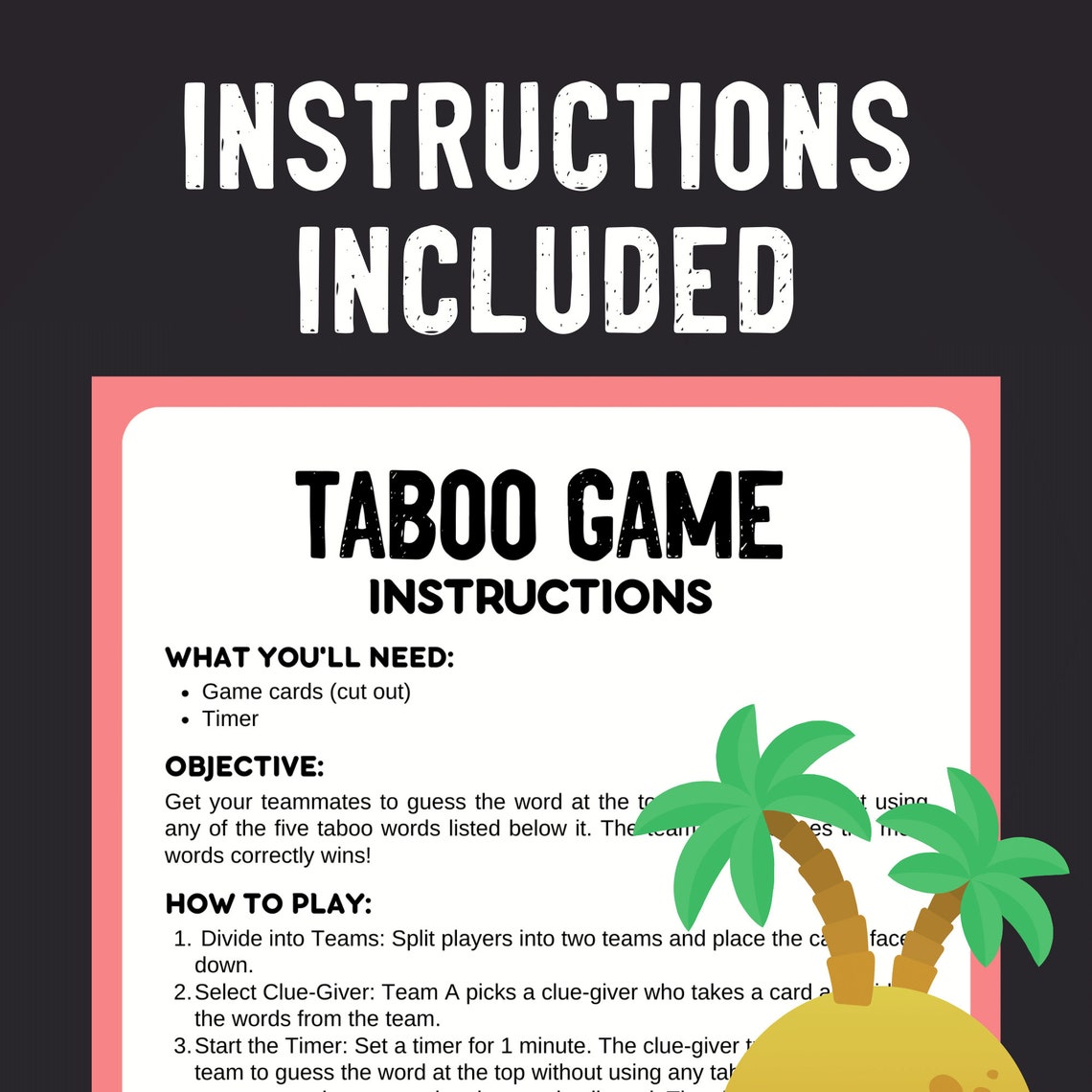 Summer Taboo Cards Games | Printable Group Game | Summer Family Friendly Game | Summertime Kids ...