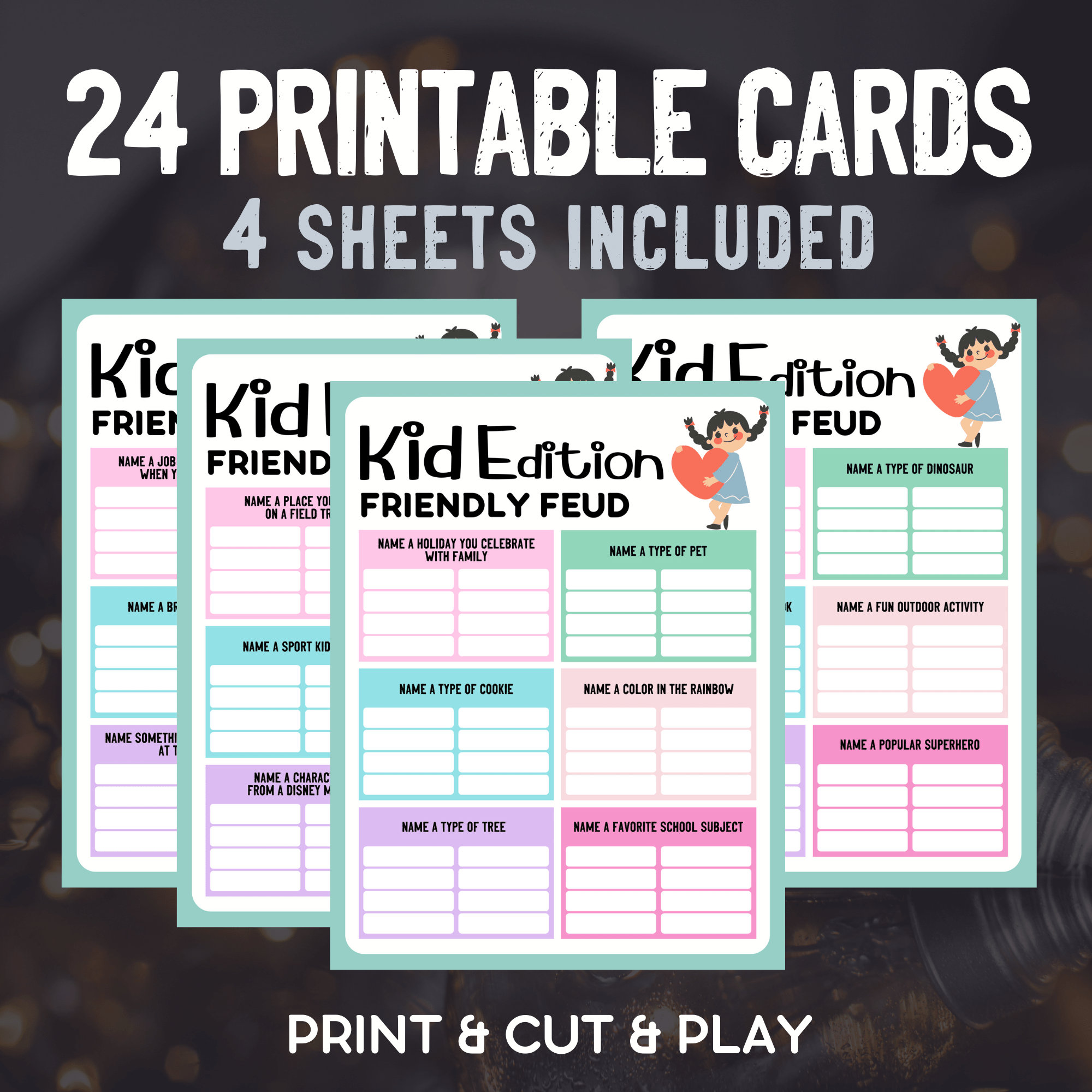 Kid Edition Family Feud Game | Printable Kid-friendly Feud Game ...