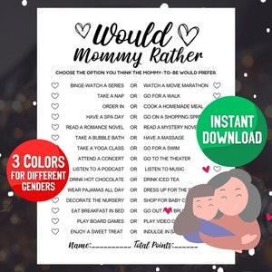 Would Mommy Rather Baby Shower Game | Baby Shower Games Printable | Who Knows Mommy Best Game | Fun Baby Shower Activity | Instant Download