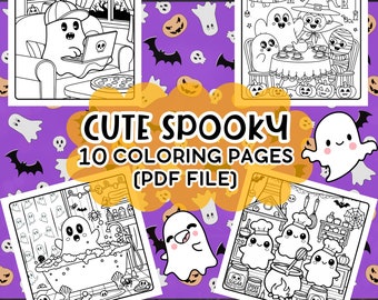 Cute Spooky Halloween Coloring Pages | Hygge Designs (Digital Download)