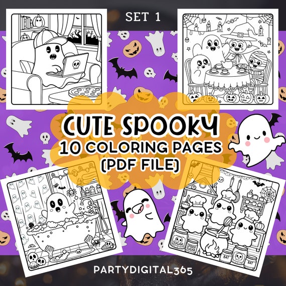 Cute Spooky Halloween Coloring Pages | Hygge Designs (Digital Download)