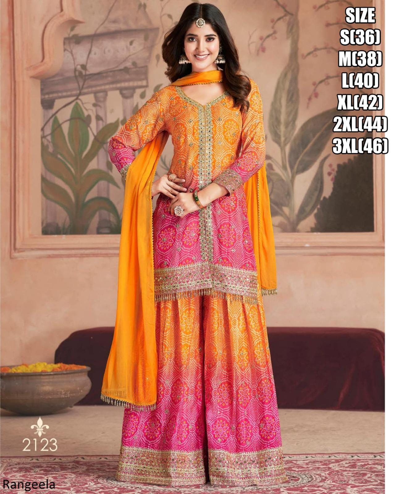 Bandhani palazzo suit hot sale