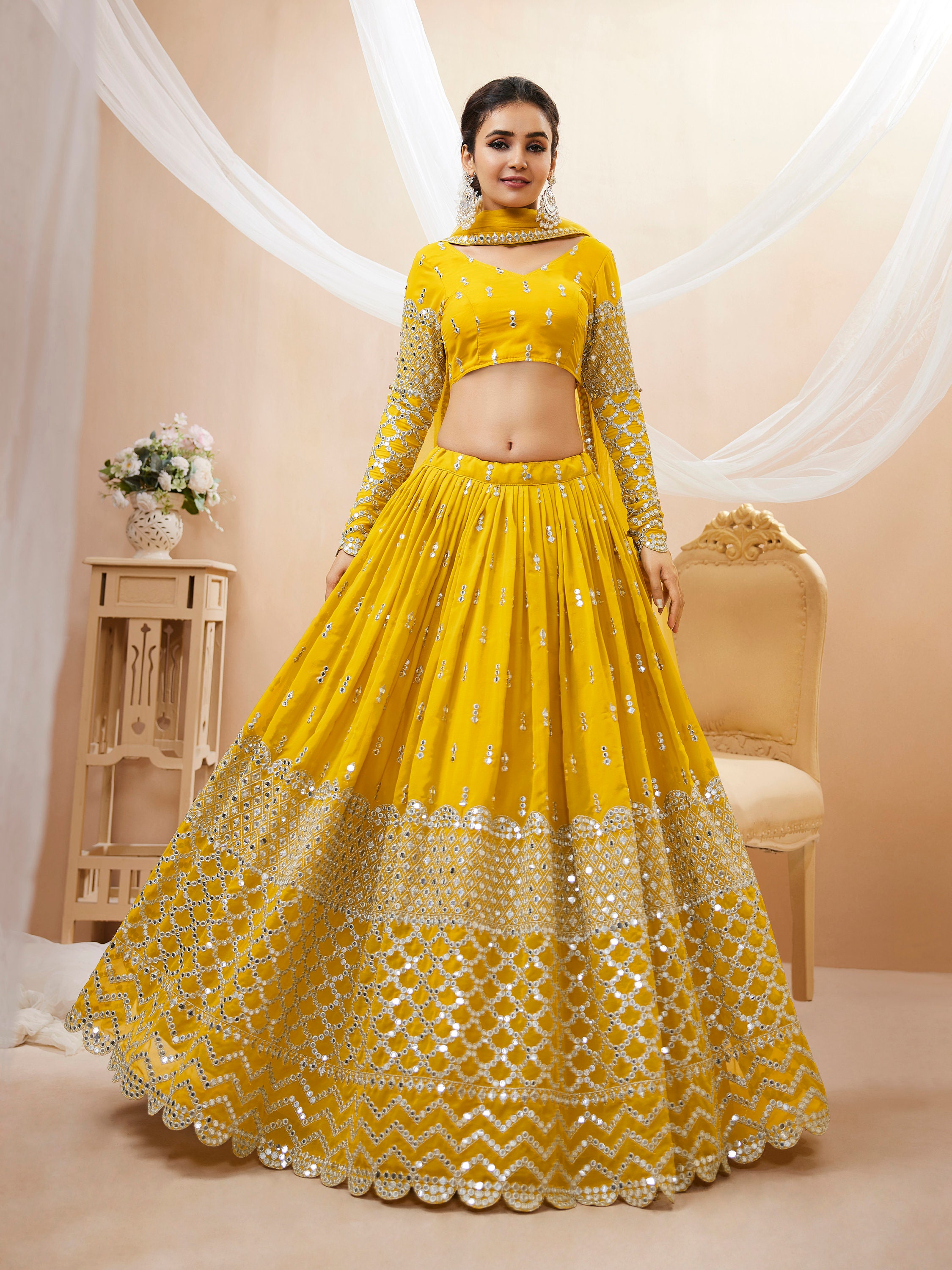 Semi stitched lehengas deals