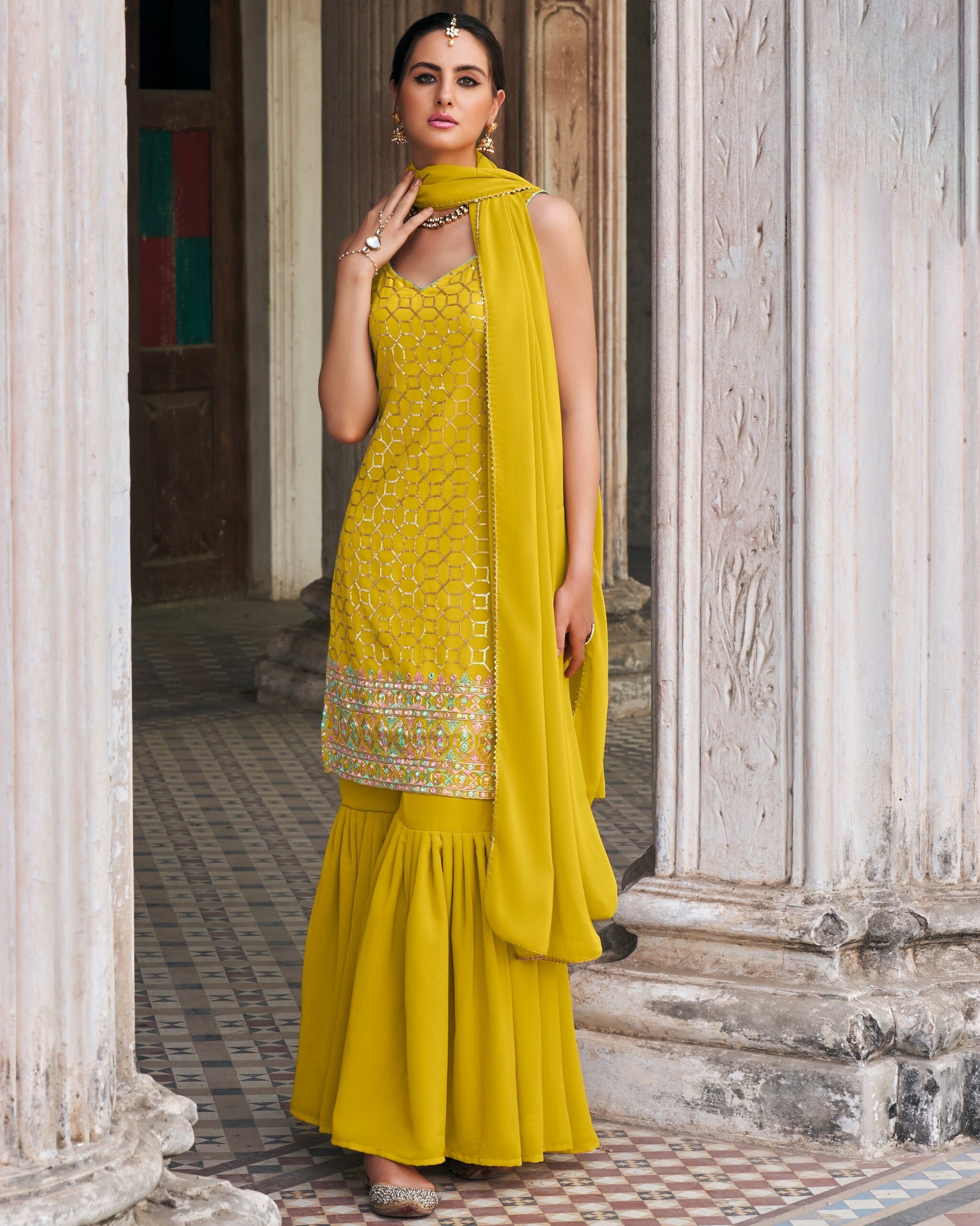Black and golden sharara sale