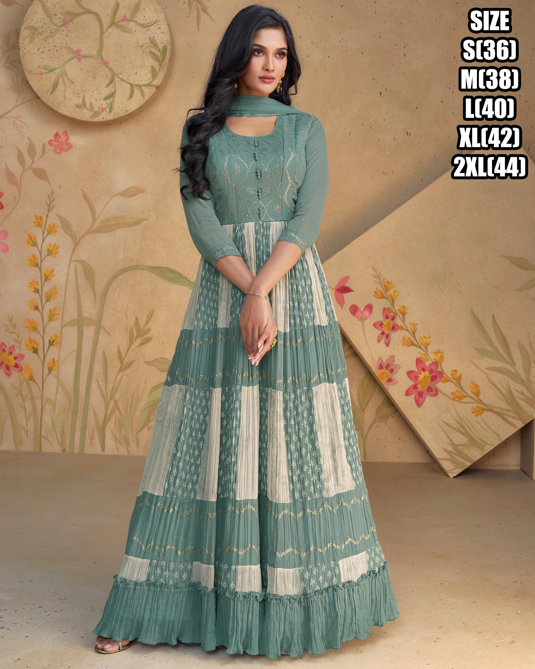 Net santoon banglori satin silk heavy long optimoly gown